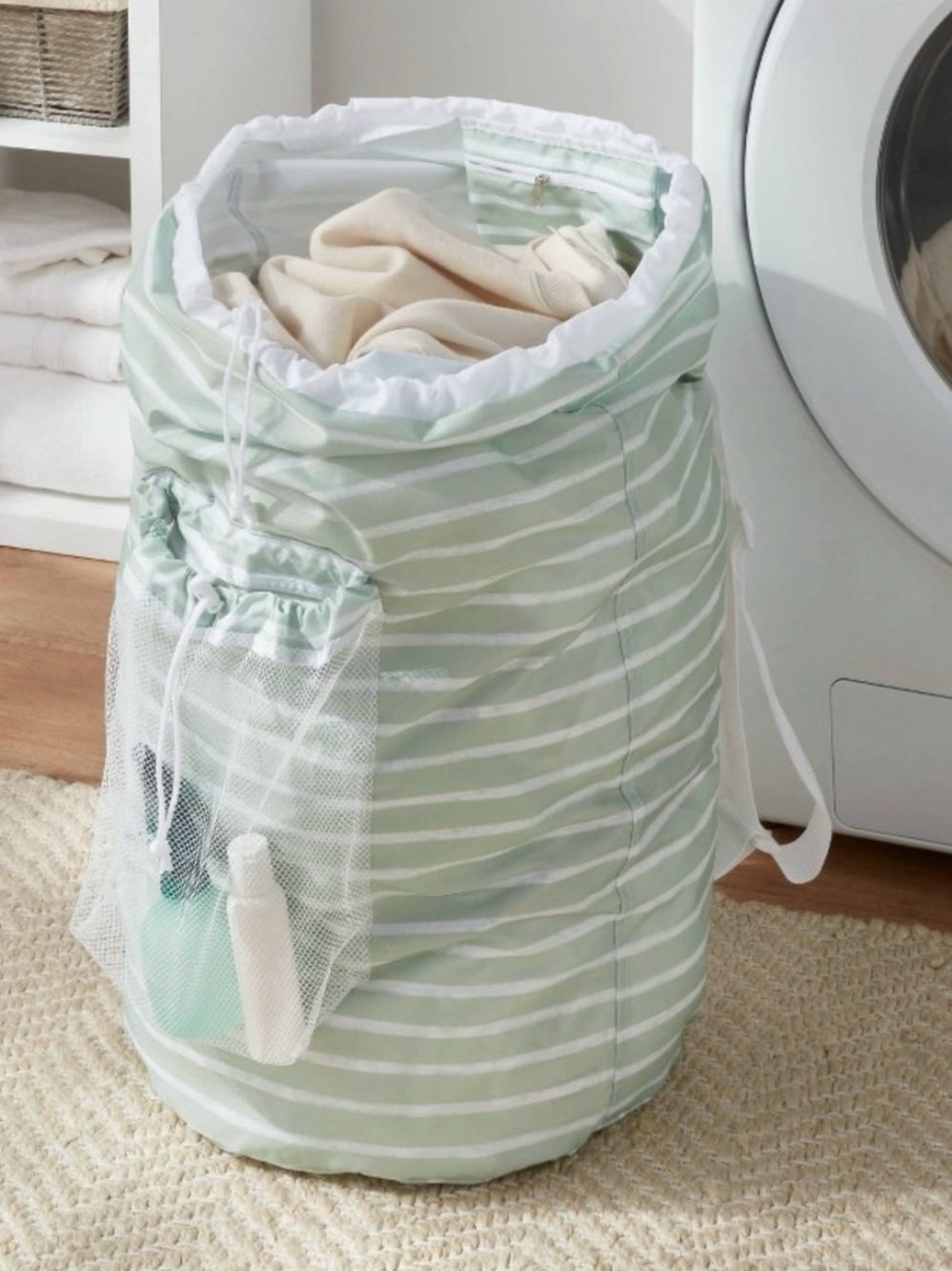Backpack Laundry Bag Mint-Green Stripe - Picture 6 of 6